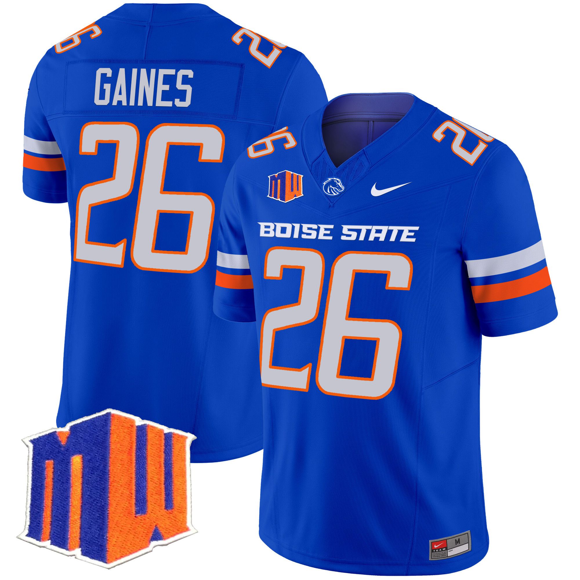 Men Boise State Broncos #26 Gaines Blue Nike 2024 Vapor Limited NCAA Jersey style 1